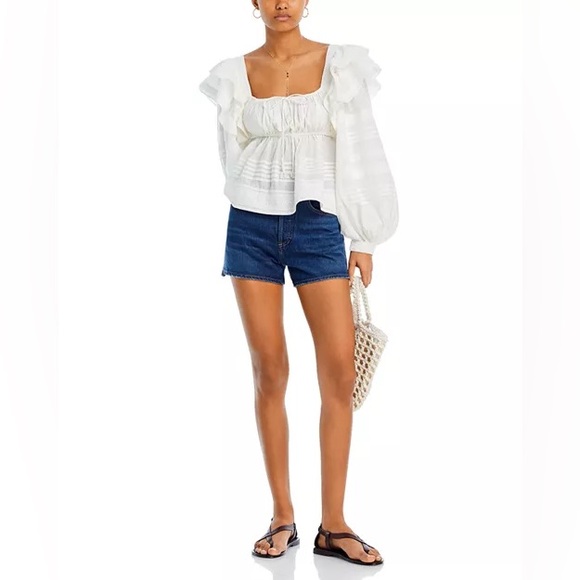 Farm Rio Off White Square Neckline Ruffle Blouse - Picture 2 of 6